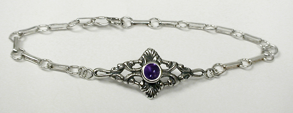 Sterling Silver Victorian Chain Bracelet with Iolite